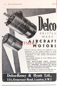 WW2 Original Ephemera : 'DELCO' Aircraft Electrical Motors Small ADVERT - Imagen 1 de 1