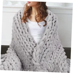 Chunky Knit Blanket, 50"x 60" Soft Throw Blanket, Cute Rope Knot Crochet Throw - Picture 1 of 8