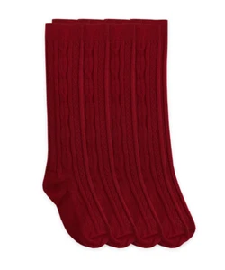 Jefferies Socks Girls Cable Knit Dress School Uniform Knee High Socks 4 Pair PK - Picture 1 of 15