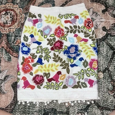 Minifalda lápiz bordada de encaje floral Anthropologie Maeve Ayaka talla 2 Foto 1 de 4