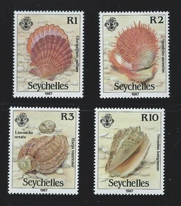 Seychelles Sc 614-17 Seashells Gloripallium pallium, Spondylus aurantius - Picture 1 of 7