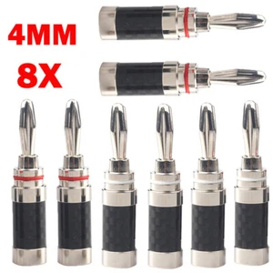 8x Spina Banana per Altoparlante HiFi Fibra di Carbonio Rodiato Connettore Banana USA - Foto 1 di 16