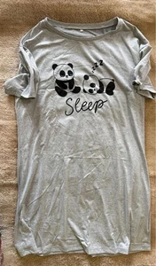 Grey nightdress with cute panda print and “Sleep” slogan - Picture 1 of 4