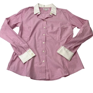 Banana Republic bügelfrei maßgeschneiderte Passform Baumwolle Stretch Knopfleiste Shirt Top Gr. 12 - Bild 1 von 12