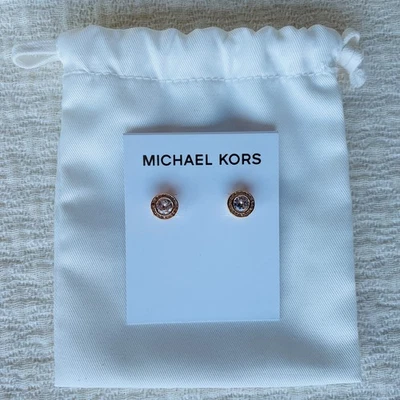 Pendientes Michael Kors Pavé Halo Cristal Tono Dorado, ¡Nuevos en Tarjeta! Foto 1 de 4