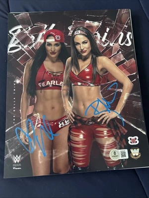 Nikki & Brie The Bella Twins Signed WWE 8X10 Photo Beckett Coa - Image 1 of 2