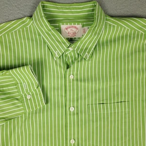 Brooks Brothers Shirt Mens XL Green Striped Slim Button Up Long Sleeve - Picture 1 of 7