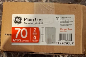 GE 70 Amp 2 Space 4 Circuit Indoor Enclosure Main Lug Circuit Breaker Panel *102 - Picture 1 of 2