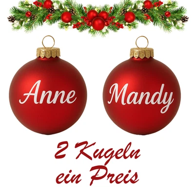 2x Christbaumkugel Weihnachtskugel Personalisierte mit Name 6cm Wunschtext - Bild 1 von 2