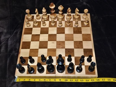 VTG Travel Chess Set Folding Board Complete Set 15x15 Wooden Board-PCS 3" to 6" - Image 1 of 4