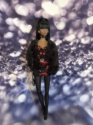 New Black And Red Sequin Dress, Black Fur Coat, Accessories, Free Gift 🎁 - Image 1 of 4