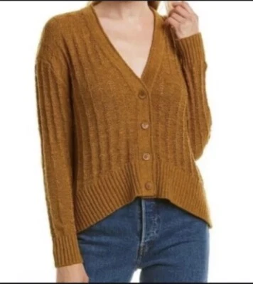 J CREW Women's Brown Point Sur textured V-neck cardigan Medium L5929 Fall Winter - Image 1 of 4