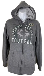 Woman’s NFL Size Medium Green Bay Packers Full Zip Hoodie Sweatshirt Gray - Foto 1 di 4