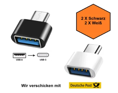 4 X USB C auf USB A Adapter OTG USB-Stick Samsung Xiaomi MacBook Buchse Z113 - Bild 1 von 2