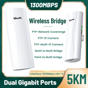 WiFi Bridge 5KM Network Extender 14dBi PTP/PTMP Ethernet Bridge 2*Gigabit Port - Picture 1 of 11