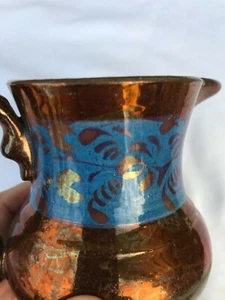 Vintage Allertons/English Blue and Copper Lusterware Pitcher 4 1/4 inch tall - Picture 1 of 9