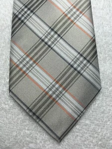 PERRY ELLIS MENS TIE KHAKI AND ORANGE PLAID 3.25 X 60 - Picture 1 of 4