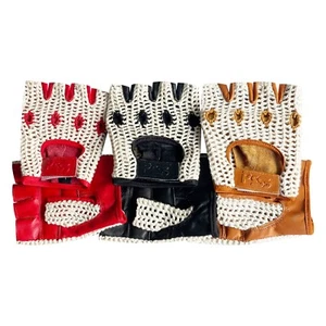 PSS Fingerless Crochet Net Leather Cycling Driving Wheelchair Workout Gloves 417 - Picture 1 of 20