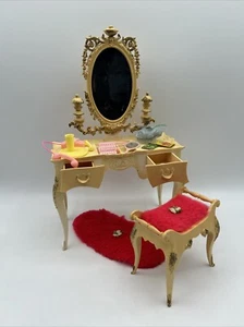 Barbie 1963 VTG Susy Goose Vanity w/ Mirror, Bench, Rug, AND Accessories READ - Picture 1 of 24
