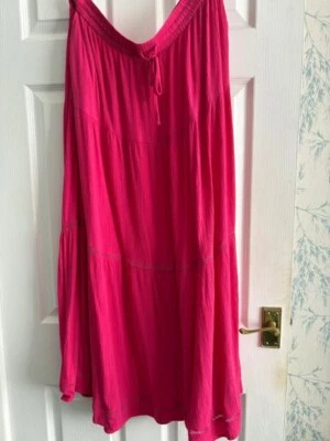 M&S Collection Hippy Boho Gypsy Skirt Drawstring Fuchsia Pink Medium - Image 1 of 4