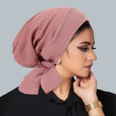 Long Tail Hijab Caps Women Hair Loss Beanie Muslim Turban Wrap Chemo Cancer Hats - Image 1 of 4