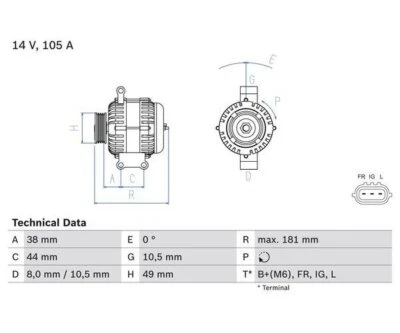 Generatore Bosch 0986084240 per MINI Mini Mini Cabriolet - Immagine 1 di 2