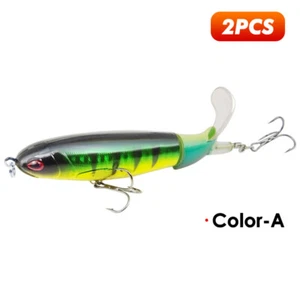 2PCS Fishing Lures Whopper Plopper Floating Rotating Tail Bait Hooks Tackle - Picture 1 of 8