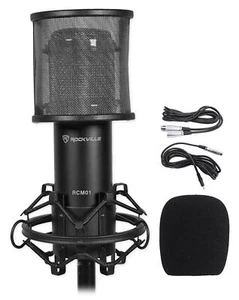 Rockville RCM01 PC Gaming Twitch Stream Microphone Mic+Shock Mount+Pop Filter - Picture 1 of 11