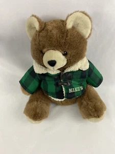 Vintage Belkie 94 Green Plaid Jacket Stuffed Animal 15in Teddy Bear Toy Plush - Bild 1 von 10