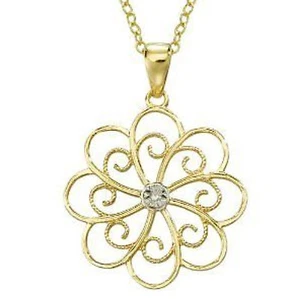14 Karat vergoldetes Silber Collier Diamant Akzent Blume - Bild 1 von 1
