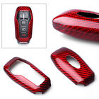 Remote Key Case Fob Shell Cover for Ford Mustang 2014 15 16 17 Red Carbon Fiber