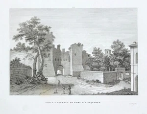 Italy Porta S. Lorenzo Di Roma Gia Esquilina by Orlandini 1840 Original etched - Picture 1 of 4