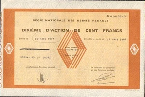 1/10è d'action: Régie Nationale des Usines RENAULT (R) - Picture 1 of 1