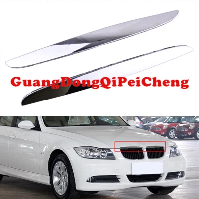 Par de molduras de rejilla superior delanteras cromadas en el capó para BMW 325i 330i 328i E90 E91 05-08 Foto 1 de 2