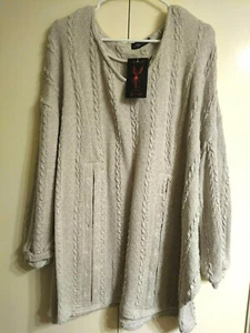 REBORN WOMEN'S XL 3/4 BATWING DOLMAN SLEEVE KNIT TOP SWEATER BEIGE NWT - Picture 1 of 9