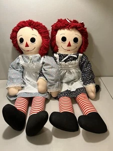SET OF 2 VINTAGE 36" JUMBO RAGGEDY ANN DOLLS - Picture 1 of 24