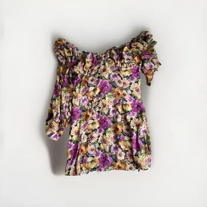 MISSGUIDED DRESS FLORAL SHEER SLEEVE BACK ZIP SZ US 10 - Picture 1 of 3