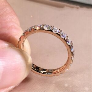 1.8Ct Round Cut Lab-Created Diamond Band Women Wedding Ring 14K Rose Gold Finish