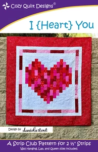 I {Heart} You, a 2 1/2" Strip Pattern from Cozy Quilt Designs # CQD01186 - Picture 1 of 2
