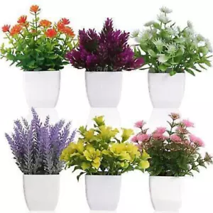 6Pcs Small Fake Flower Plants in Pots, Mini Artificial Faux Plants for Home - Picture 1 of 8