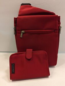 Travelon Unisex Red Sling Travel Organizer Crossbody Bag W/ Passport Holder