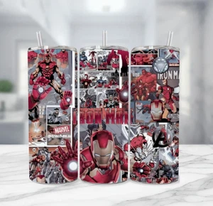 Vaso Iron Man Marvel con pajita de metal acero inoxidable - 20 OZ palma explosiva - Imagen 1 de 4