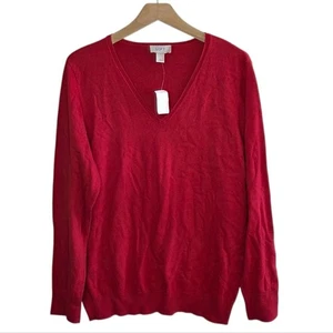 Nuevo con etiquetas Loft Factory | Suéter Clásico Rojo Cuello en V Talla XL 100% Algodón - Imagen 1 de 4