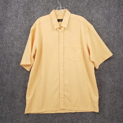 Bugatchi Uomo Button Up Shirt Mens XL Extra Large Yellow Short Sleeve Seersucker - Image 1 of 4
