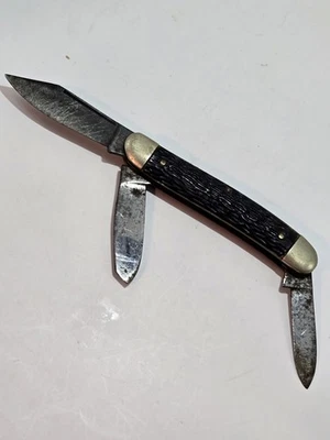 VINTAGE ULSTER 3 BLADE POCKET KNIFE -BLK HANDLE -OVERAL 5.75" - Image 1 of 4