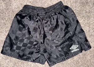 VINTAGE Y2K inspired Umbro Black Soccer Shorts Youth Size X-Small Checkered Look - Picture 1 of 4