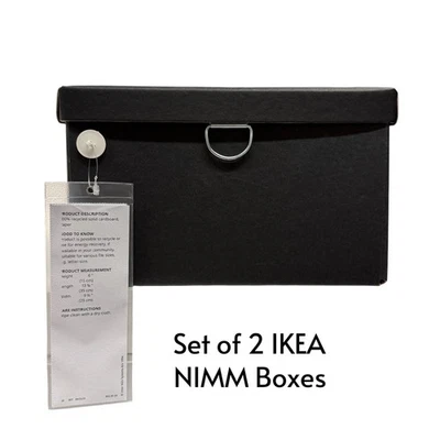IKEA NIMM Black Storage Box with Lid 9 ¾x13 ¾x6 " (Set of 2) - Image 1 of 4