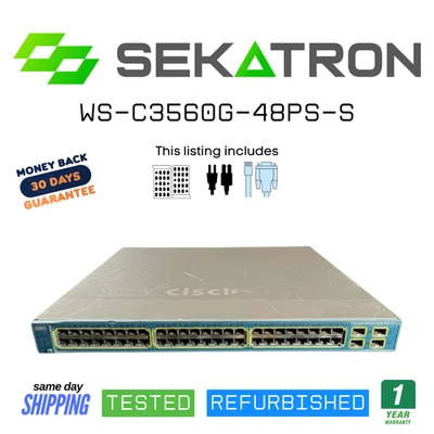 🔀 Cisco WS-C3560G-48PS-S • 48-Port PoE Gigabit Switch ⚡Fast Ship - Image 1 of 2