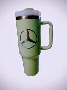 Mercedes Benz Cup With Holder Mug Tumbler Hot Cold Travel 30 oz Green - Picture 1 of 10