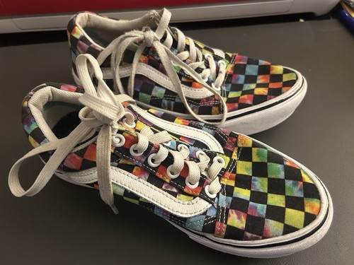 Scarpe Vans Comode Cush a Scacchi Tie Die Arcobaleno Donna Taglia 5 5 Uomo 4